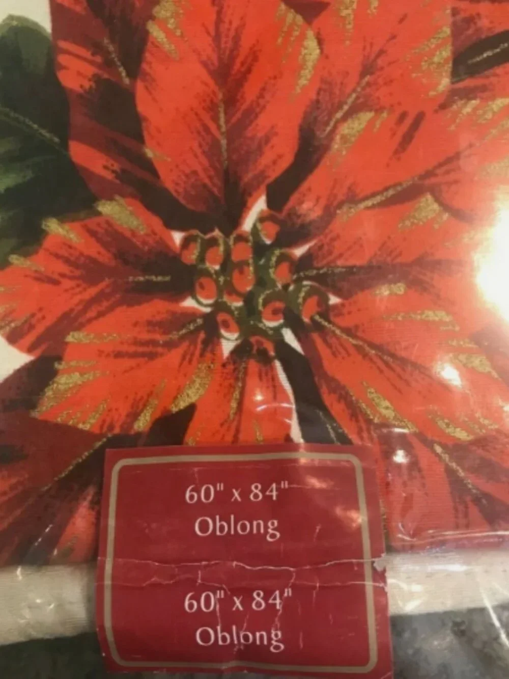 BENSON MILLS CHRISTMAS POINSETTIA Tablecloth 60